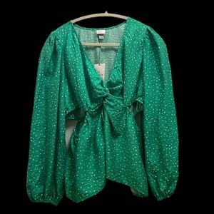 NWT A New Day Women’s Puff Long Sleeve V-Neck Top - Size M